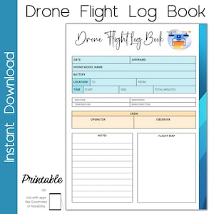 Livro de registro de voo de drone