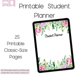 Student Planner Printable, Academic Planner for Students, School Planner, Study Planner, College Planner, High School Planner, Classic HP