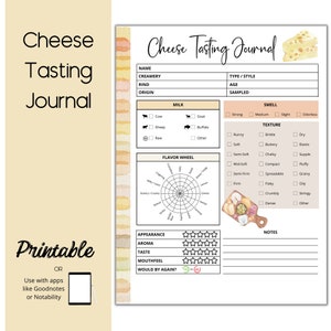 Cheese Tasting Notes Journal Printable