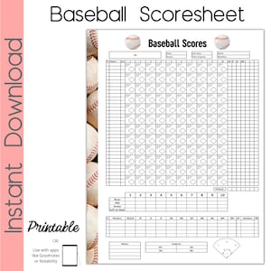 Baseball Scoresheet, Softball Scoresheet, Printable Scoresheet