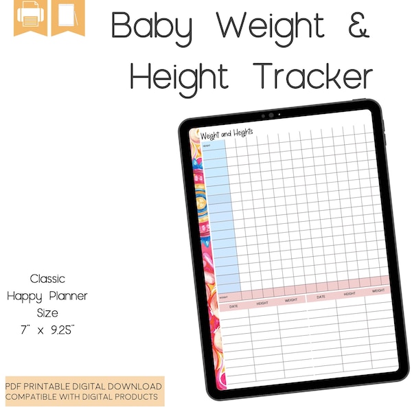 Baby Weight Tracker, Baby Height Tracker, Baby Growth Tracker