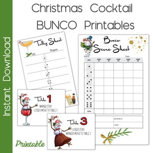 Christmas Cocktail Printable Bunco Bundle