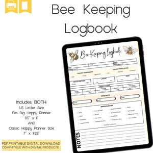 Bee Keeping Logbook, Template, Beekeeping Inspection Checklist