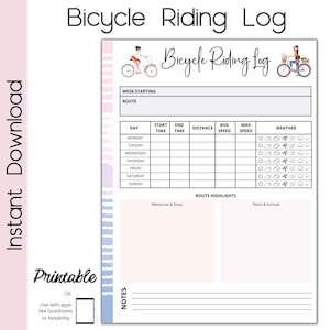 Bicycle Riding Log, Cycling Journal
