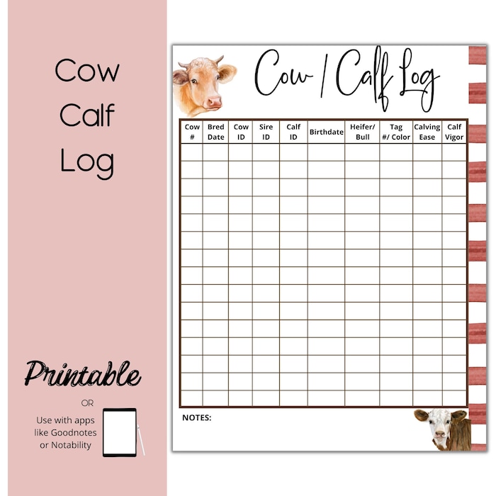 Cattle Log Templates Etsy