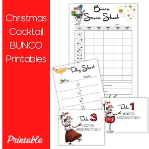 Christmas Cocktail Printable Bunco Bundle