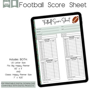 Fußball Score Karte, Fußball Scoresheet