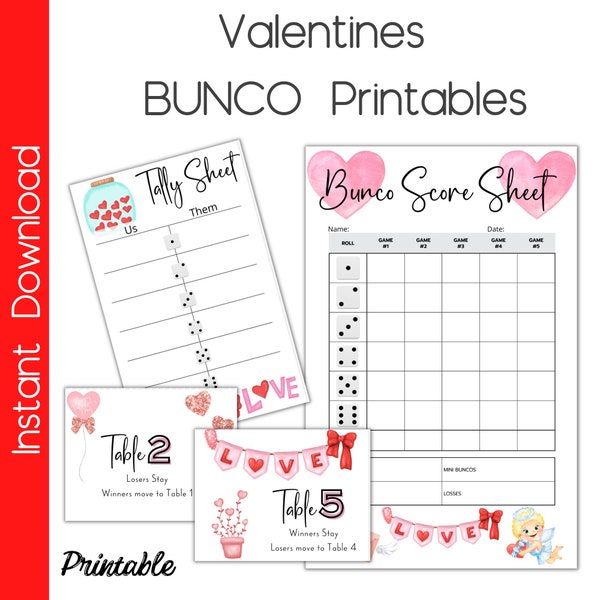 Valentines Printable Bunco Bundle