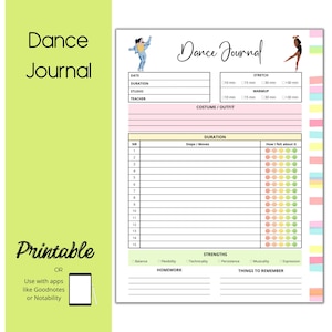 Dance Journal, Dance Class Tracker