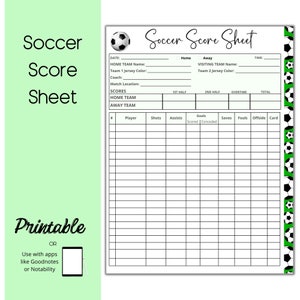 Voetbal Score Kaart, Voetbal Scoresheet