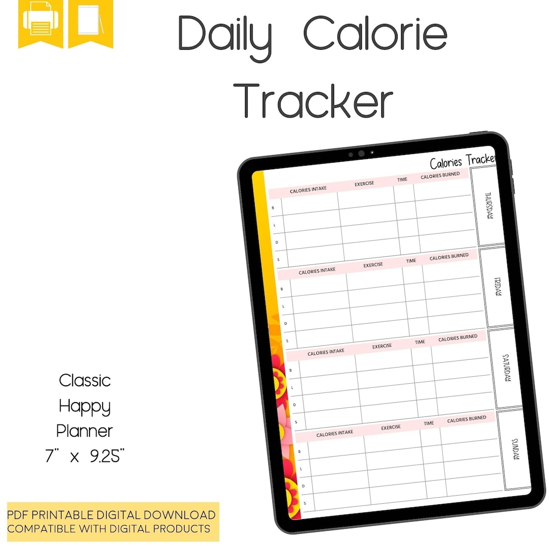 Calorie Calender Daily Calorie Tracker, Weight Loss Planner, Classic HP - Etsy