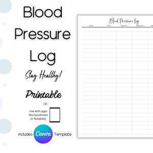 Blood Pressure Log, Blood Pressure Tracker, Daily Blood Pressure