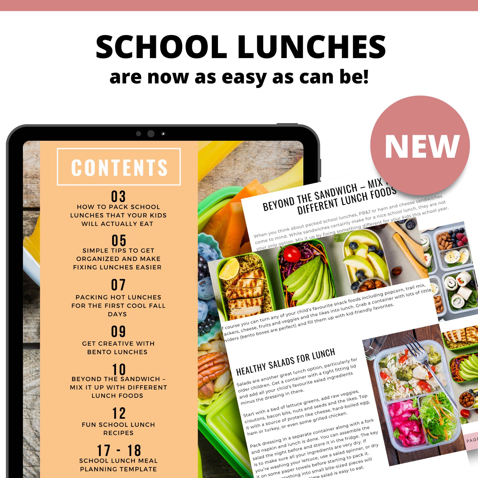 School Lunch Meal Planner, Kids Lunch Ideas - Etsy