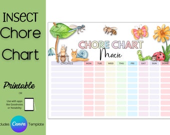 Paquete de tabla de tareas editable imprimible, Tabla de tareas para niños, Tabla de tareas para niños, Tareas domésticas, Tabla de recompensas para niños, Lista de tareas, Tabla para niños