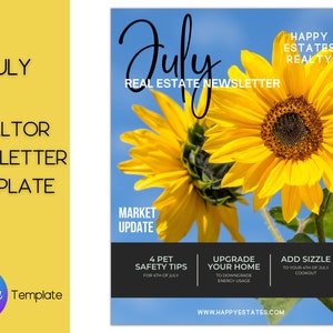 Real Estate July Newsletter, Real Estate Marketing, Realtor Newsletter, Realtor Email Marketing, Canva Template