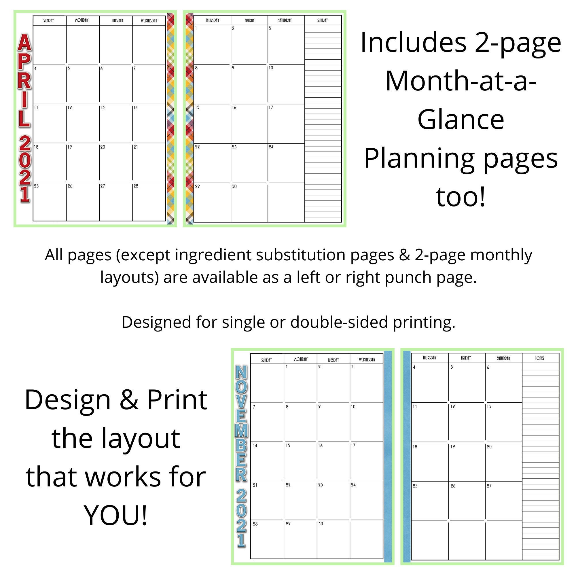Meal Planner, Printable Planner Insert, Happy Planner Insert - Etsy