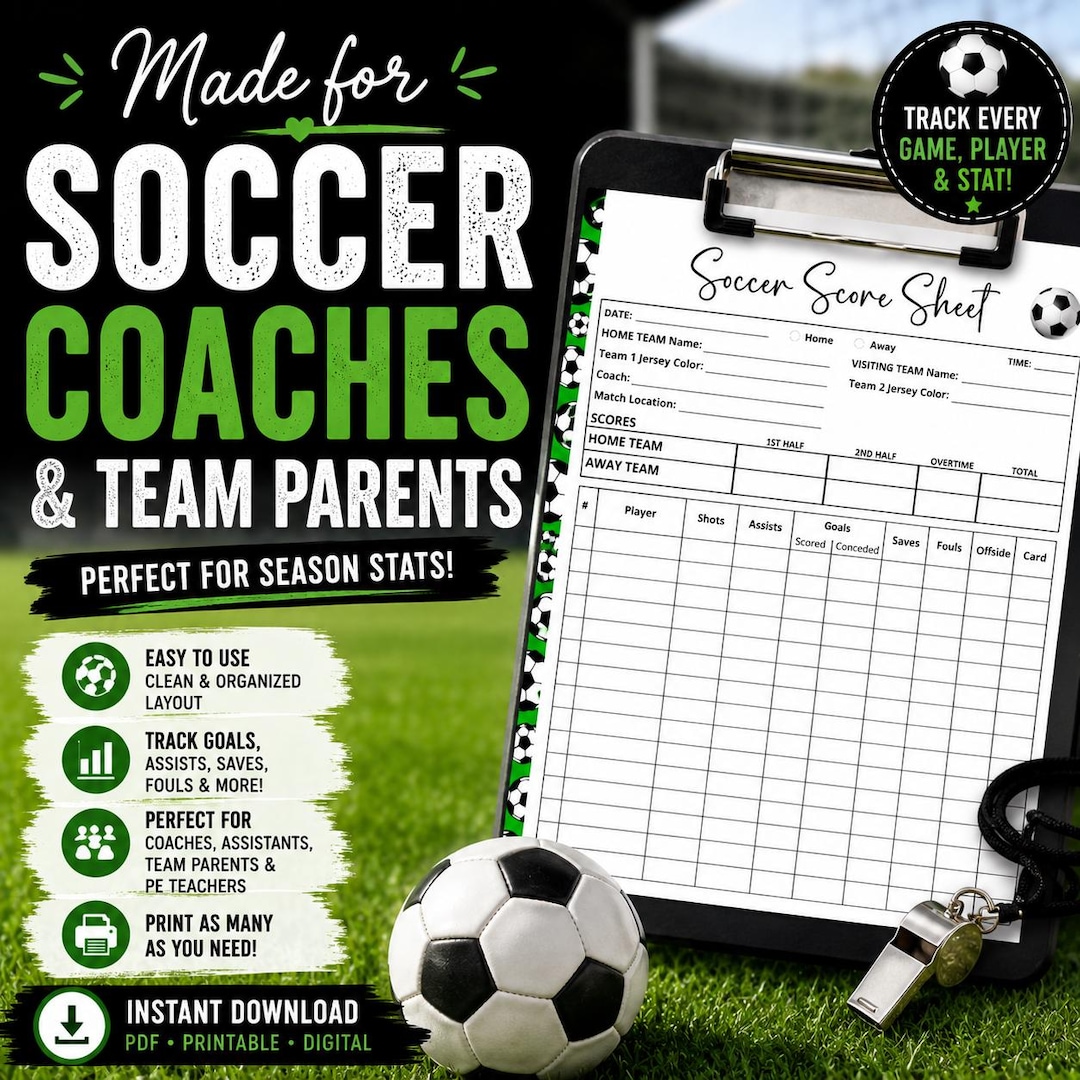 知のサッカー 2 DVD & COACH'S NOTE SOCCER NOTE Soccer Coach Printable, Soccer Team Stats Sheet, Soccer Score