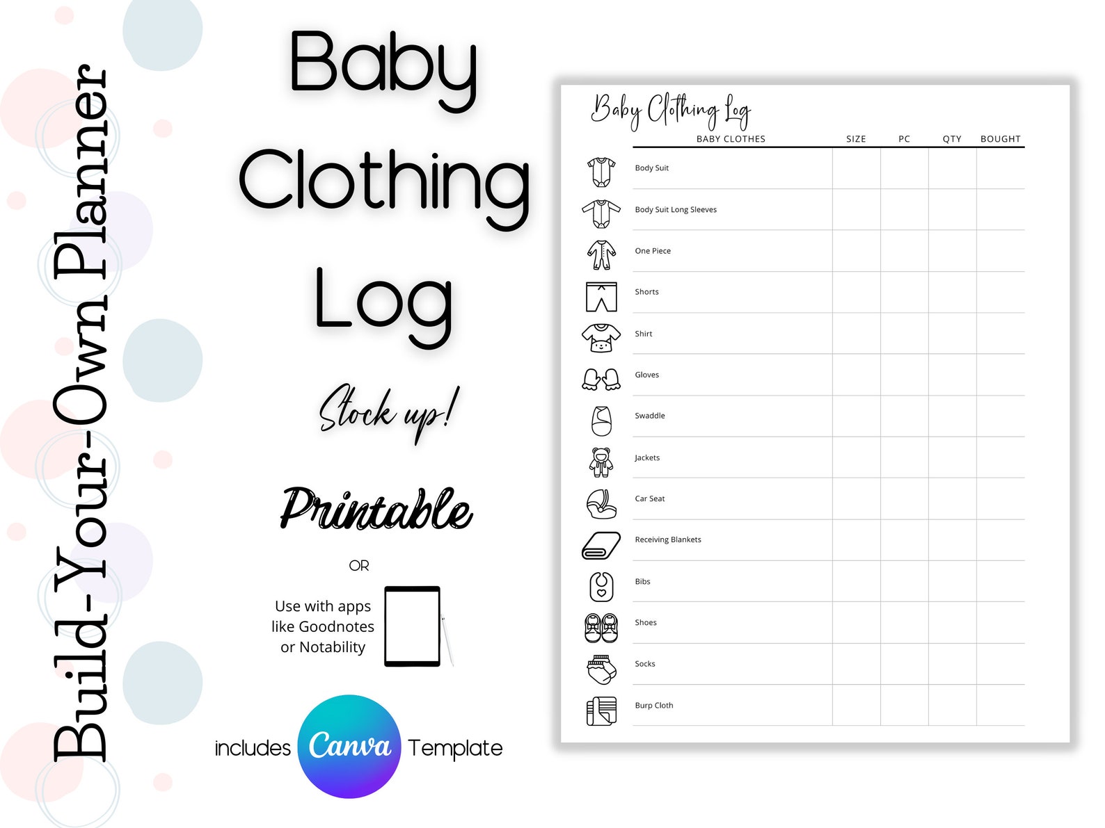 Baby Clothes Tracker, Baby Clothing Inventory Tracker, Closet Inventory ...
