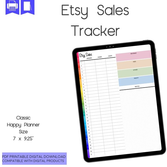 Etsy Sales Tracker Printable Planner Page Classic HP - Etsy