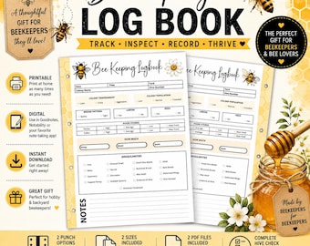 Livro de Registro de Apicultura para Imprimir, Presente para Apicultor, Lista de Verificação para Inspeção da Colmeia, Diário de Apicultura, Registros do Apiário
