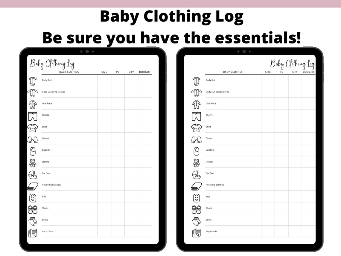 Baby Clothes Tracker, Baby Clothing Inventory Tracker, Closet Inventory ...