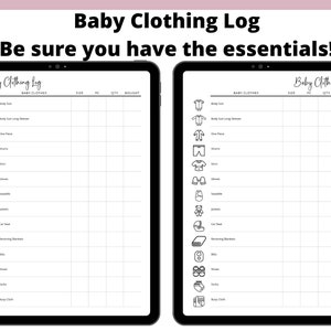 Baby Clothes Tracker, Baby Clothing Inventory Tracker, Closet Inventory ...