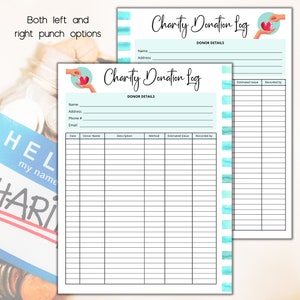 Charity Donation Log, Printable Donation Tracker - Etsy