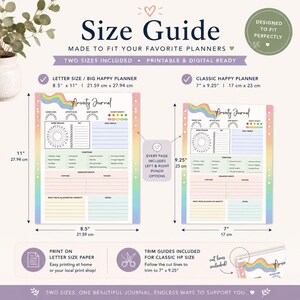 Peut inclure: Un guide des tailles de planificateur avec deux formats de journal : 21,59 cm x 27,94 cm et 17 cm x 23 cm. Les pages du "Journal d'Anxi&eacute;t&eacute;" pr&eacute;sentent des accents arc-en-ciel et des sections pour le suivi de l'humeur, les sympt&ocirc;mes et les objectifs quotidiens.