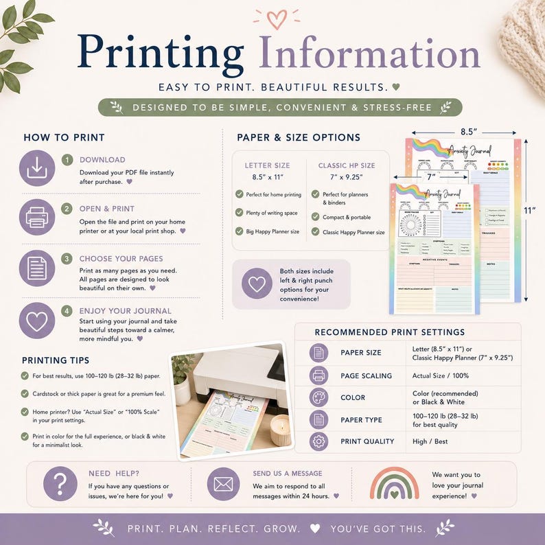 Peut inclure: Graphique d'information sur l'impression d'un journal. Il comprend des instructions sur la fa&ccedil;on d'imprimer, les options de format de papier et les param&egrave;tres d'impression recommand&eacute;s. Le texte comprend "Printing Information" et "Easy to Print, Beautiful Results."