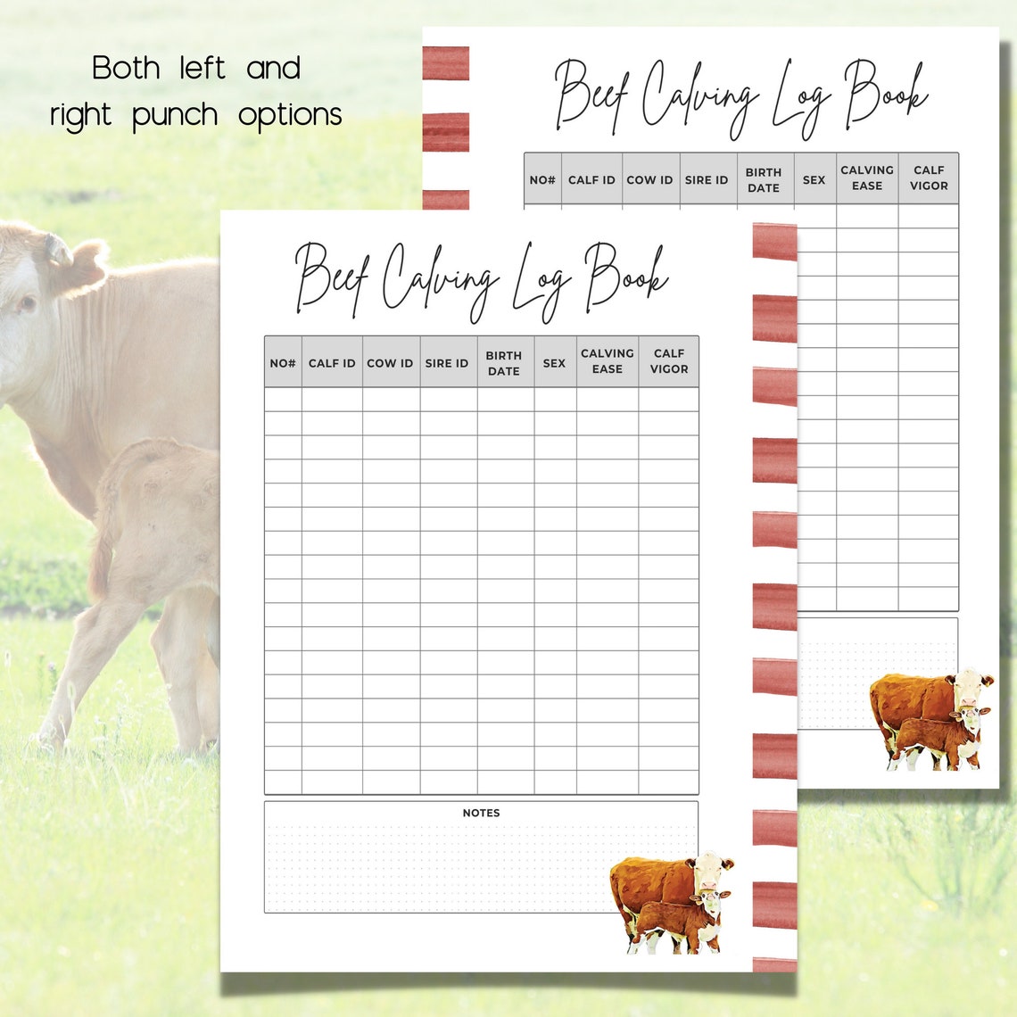 Beef Calving Logbook Cow Calf Record Book Cattle Record Etsy