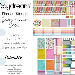 Summer Printable Planner Stickers, Digital Sticker Pack, Summer Planner Stickers, Weekly Kit, Summer Kit Dreamy Colors