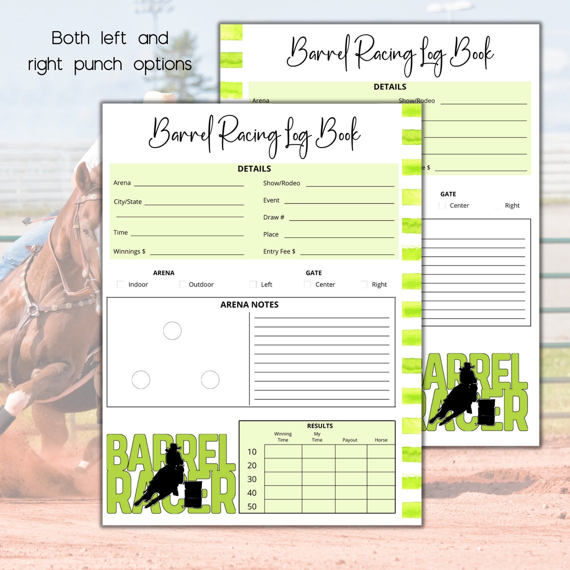 Barrel Racing Log Book, Barrel Racing Record Book, Horse Gifts, Horse