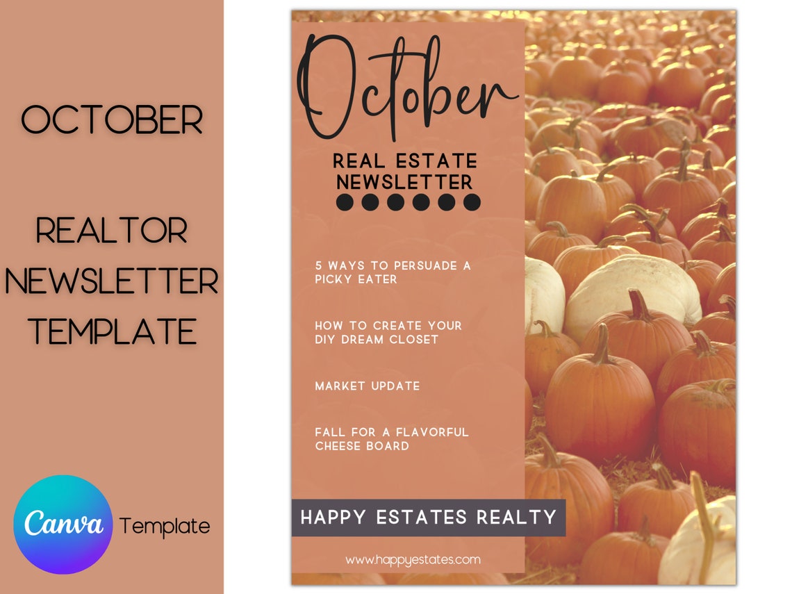 Real Estate October Newsletter, Real Estate Marketing, Realtor