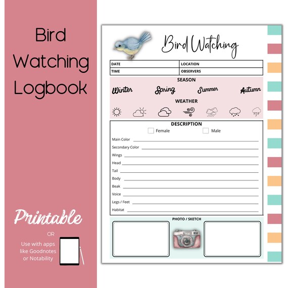 Bird Watching Log Book Homeschool Bird Log Bird Journal - Etsy