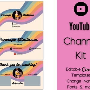 YouTube Channel Kit, YouTube Branding Kit, YouTube Template, Retro