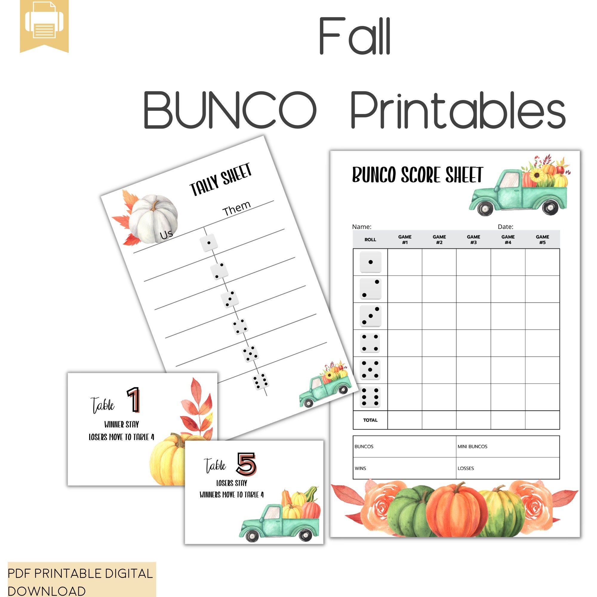 Fall Printable Bunco Bundle - Etsy