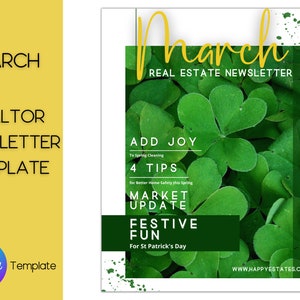 Real Estate March Newsletter, Real Estate Marketing, Realtor Newsletter, Realtor Email Marketing, Canva Template