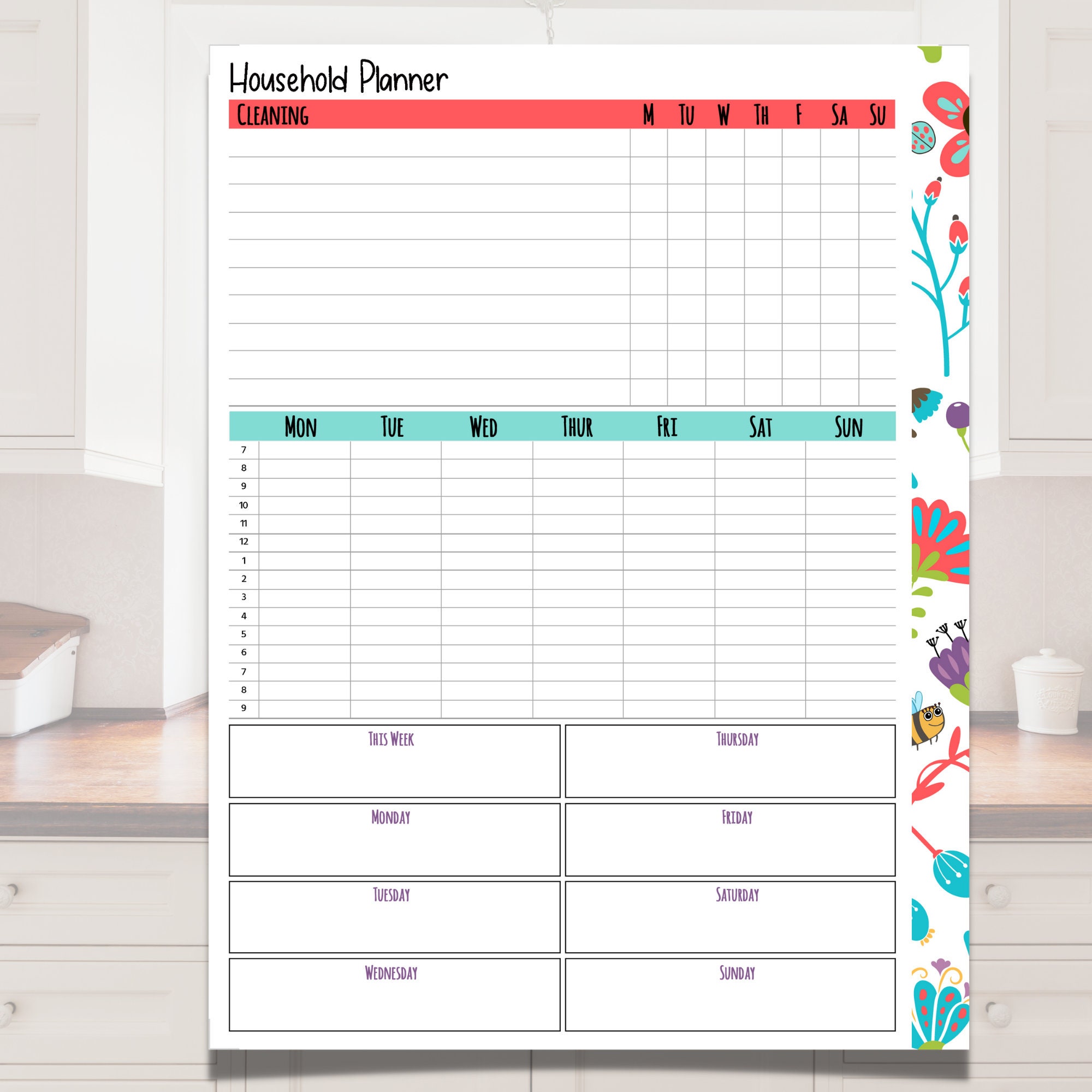 Household Planner Printable, Weekly Home Planner, Weekly Schedule ...