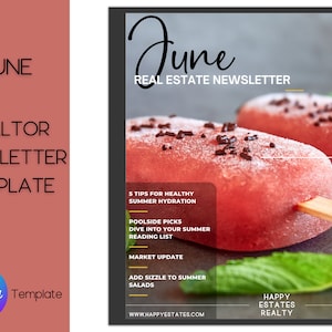 Real Estate June Newsletter, Real Estate Marketing, Realtor Newsletter, Realtor Email Marketing, Canva Template