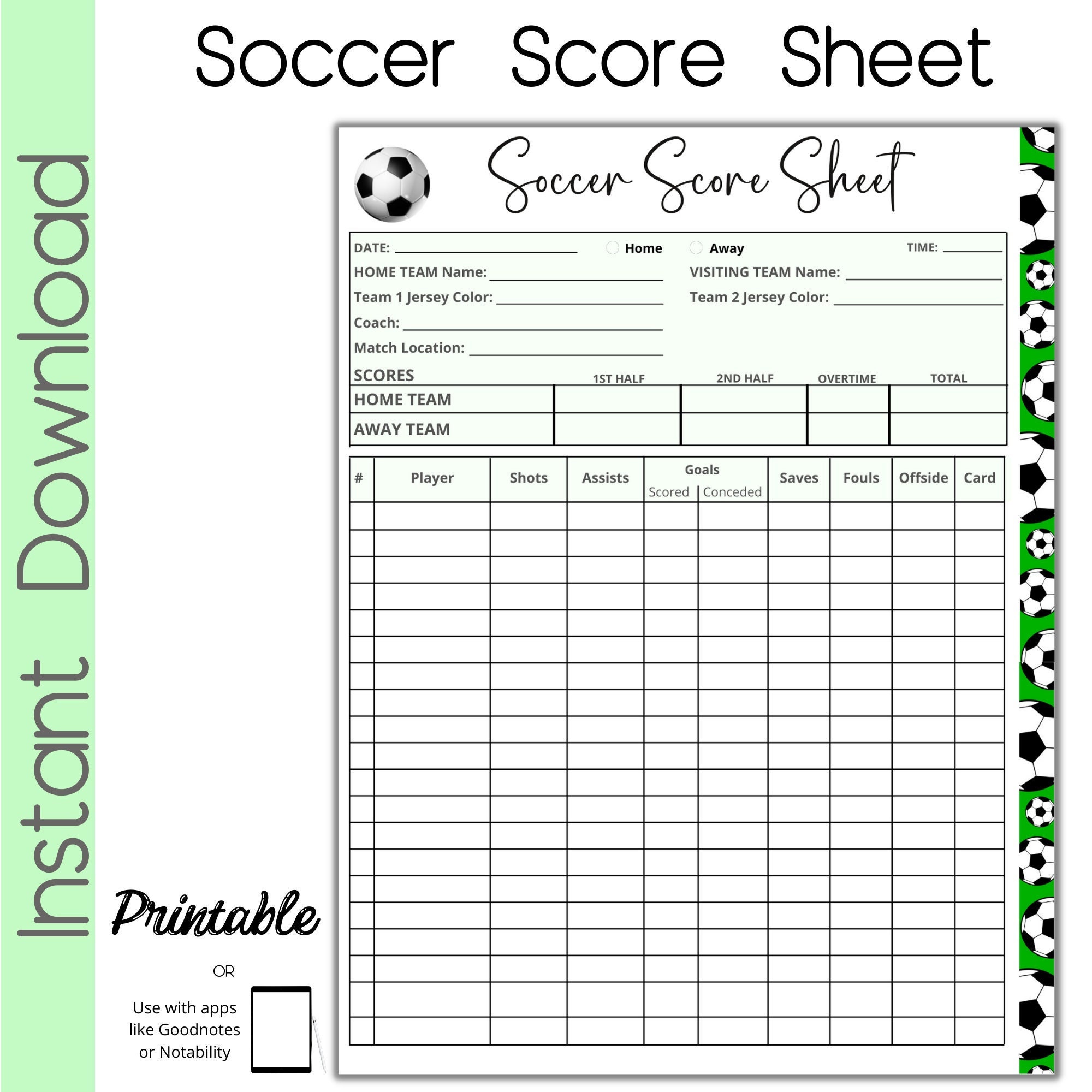 Va Soccer Score Cards Printable Template Free Printable Templates