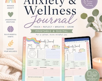 Anxiety Journal, Therapy Journal, Mental Health Journal, Self Care, Printable Journal, Goodnotes Journal Page