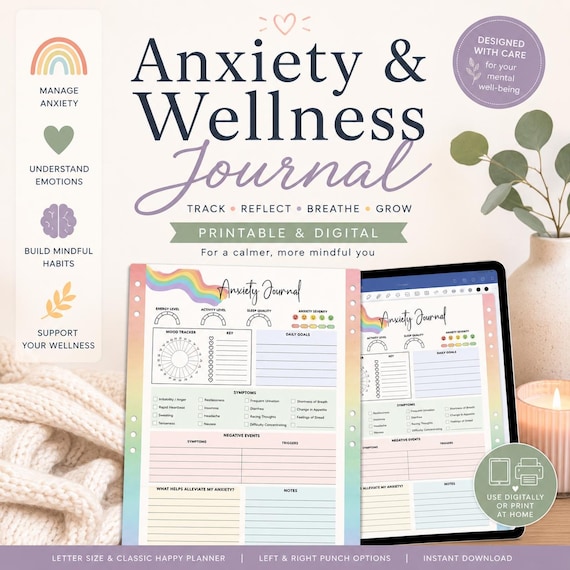 Anxiety Journal, Therapy Journal, Mental Health Journal, Self Care, Printable Journal, Goodnotes Journal Page