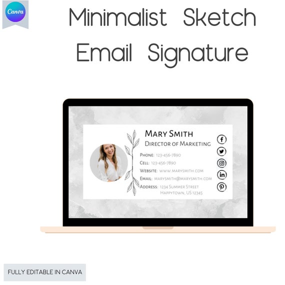 Email Signature Template, Editable Canva Signature Design. Minimalist, Professional Signature, Instant Download