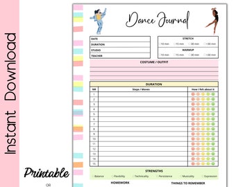 Dance Journal, Dance Class Tracker