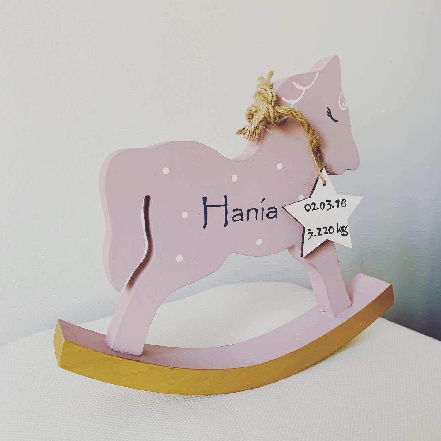 Personalised Pink Blue Grey Rocking Horse, Baby Decoration, Child