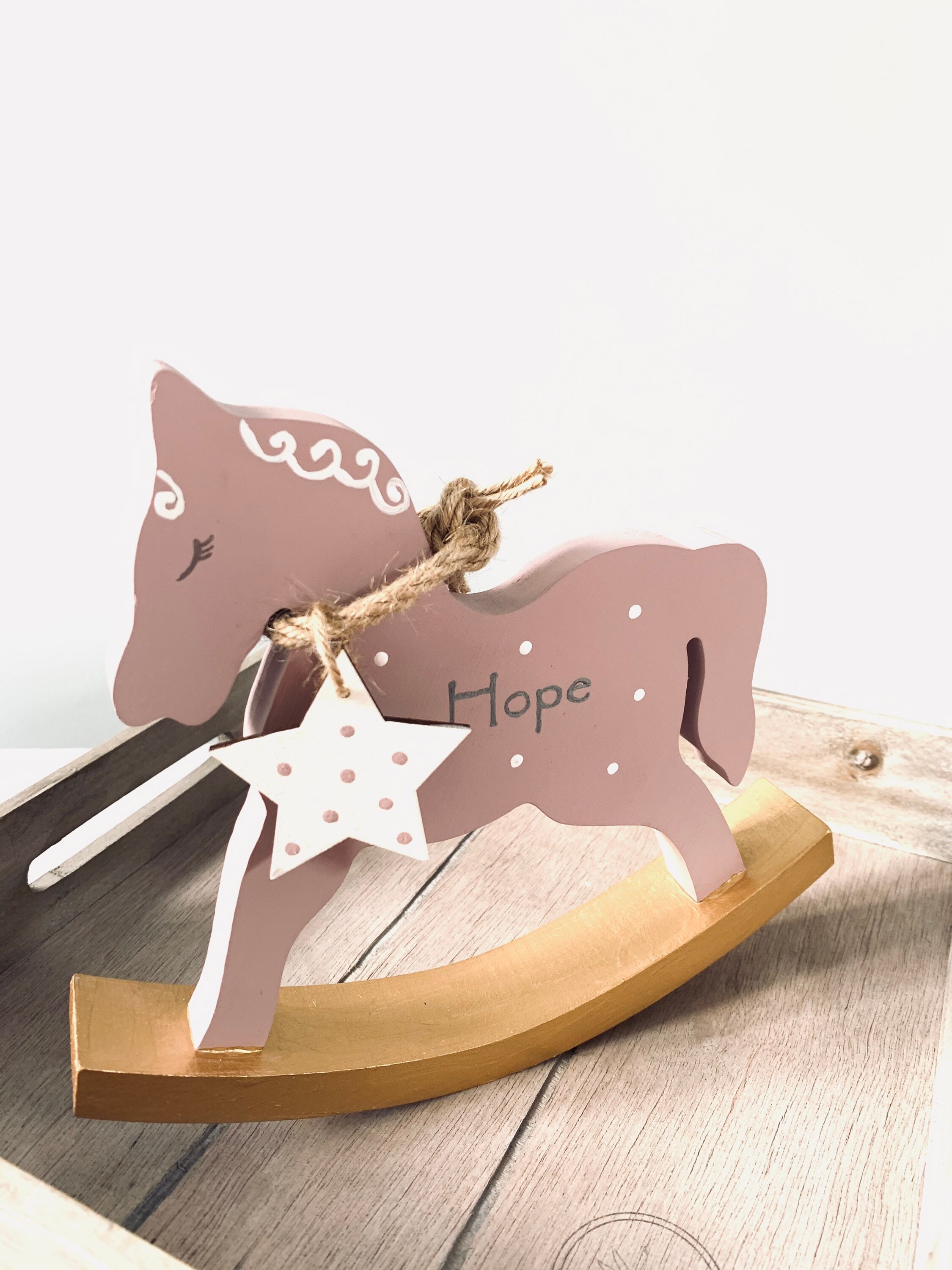 Personalised Pink Blue Grey Rocking Horse Baby Decoration Etsy UK