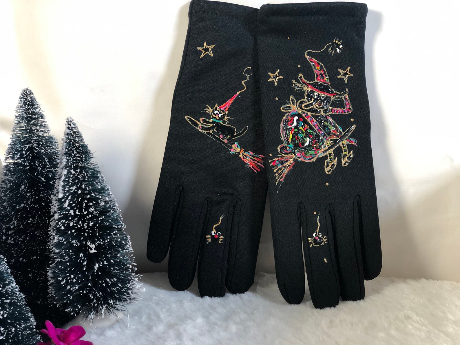 Wizard Custom handpainted women's gloves Etsy