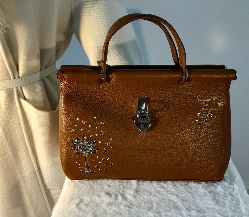 hand-painted Tree Custom woman leather handbag
