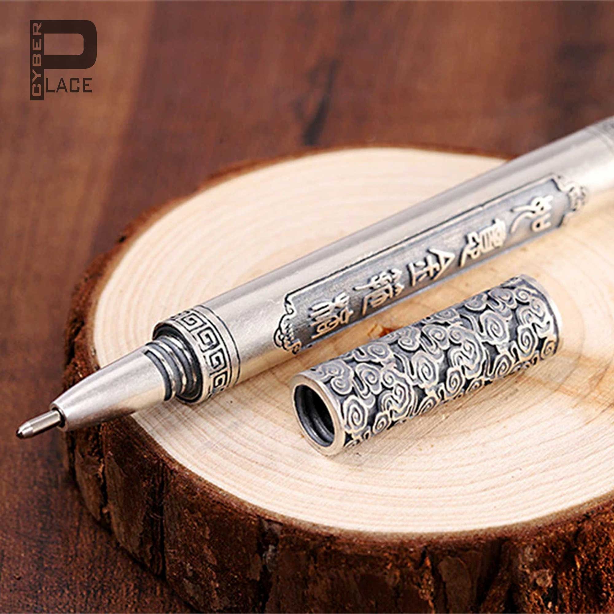 S925 silver vintage Thai silver pen, men's gift, study calligraphy gift,  writing, auspicious silver pen business signature pen