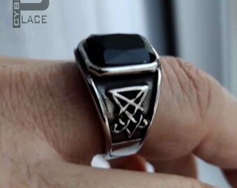 Sigil of Lucifer Stainless Steel Seal of Satan Stainless Steel Men Ring Sigil of Lucifer Stainless Steel Seal of Satan Stainless Steel Men Ring